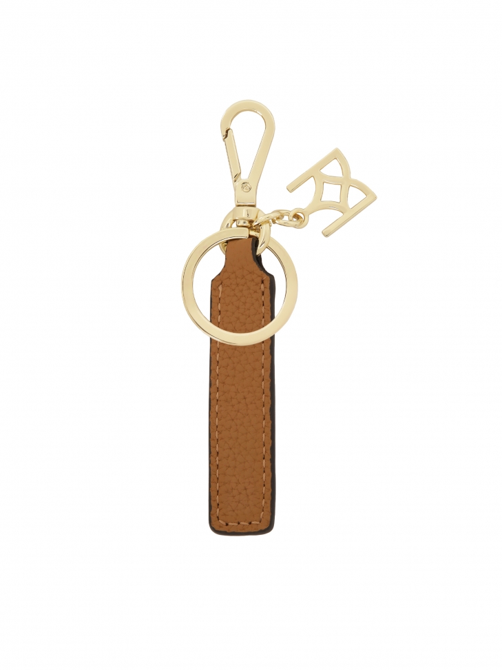 Light brown leather key ring on a snap hook