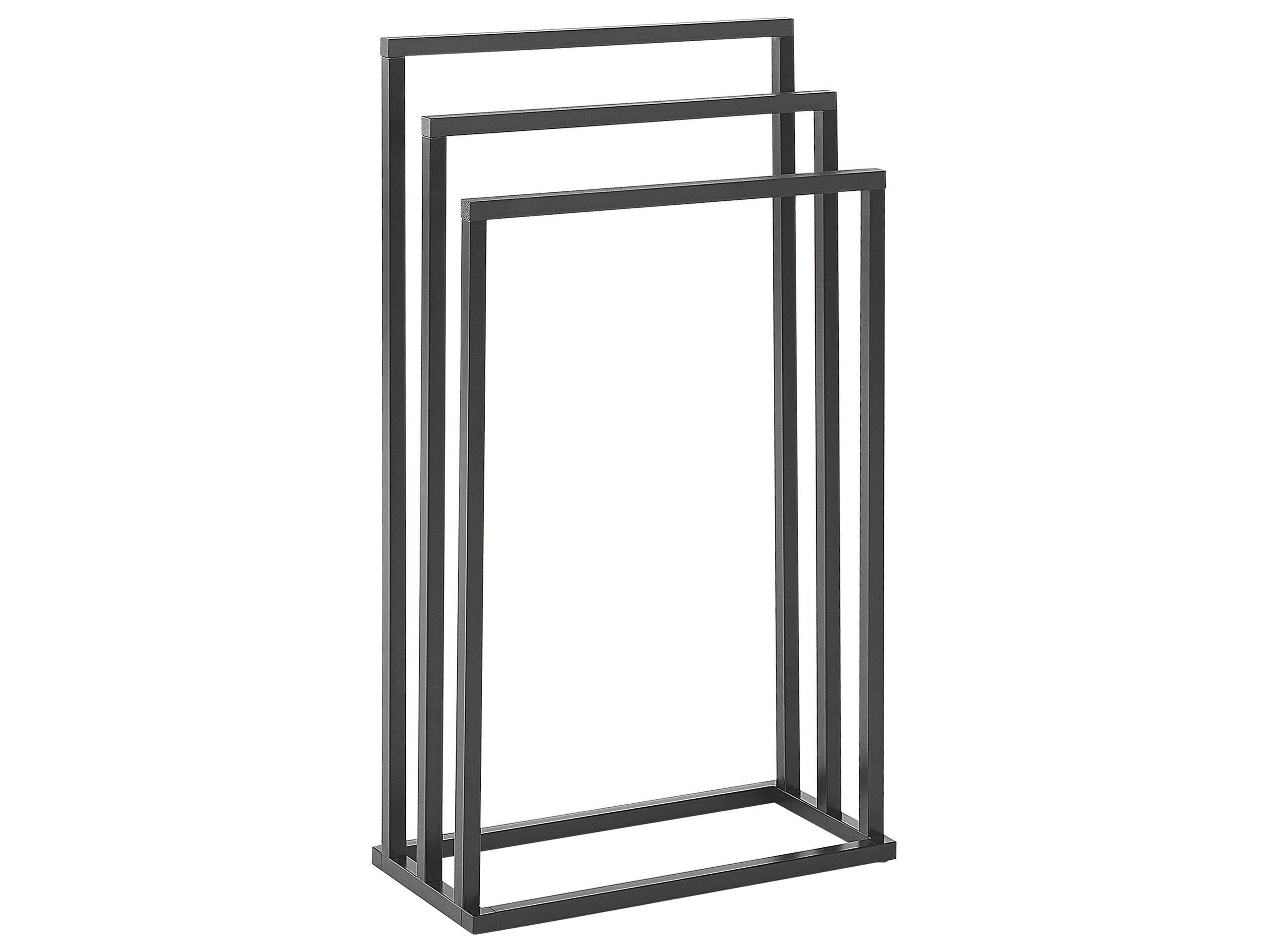 CHARRAS - Porte-serviettes 45 x 84 cm noir et bois foncé