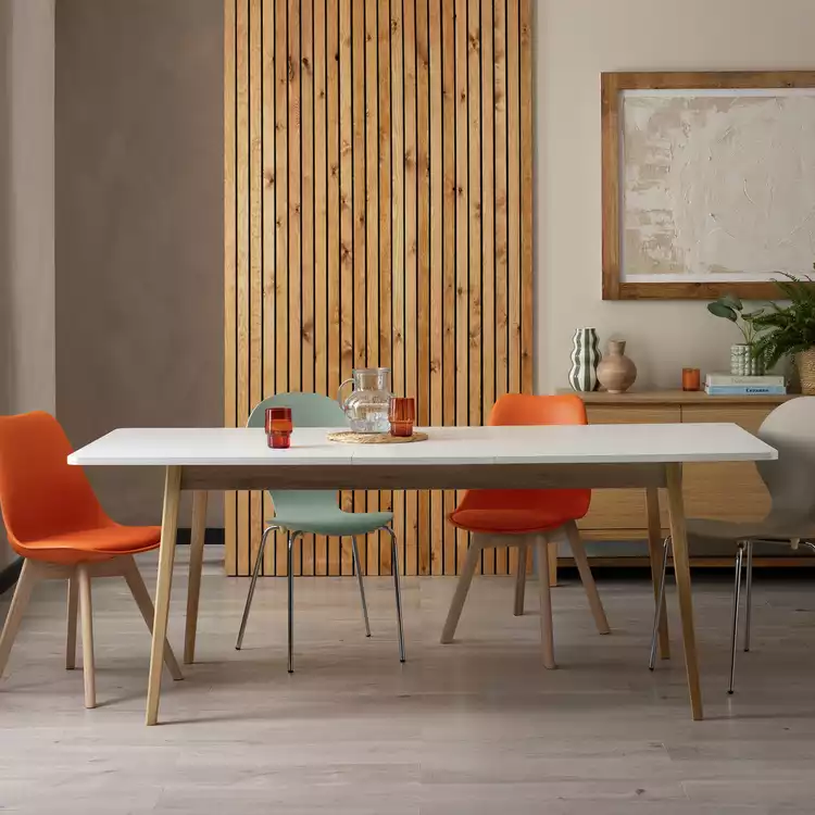 Habitat Sylas Extending 6-8 Seater Dining Table- White & Oak