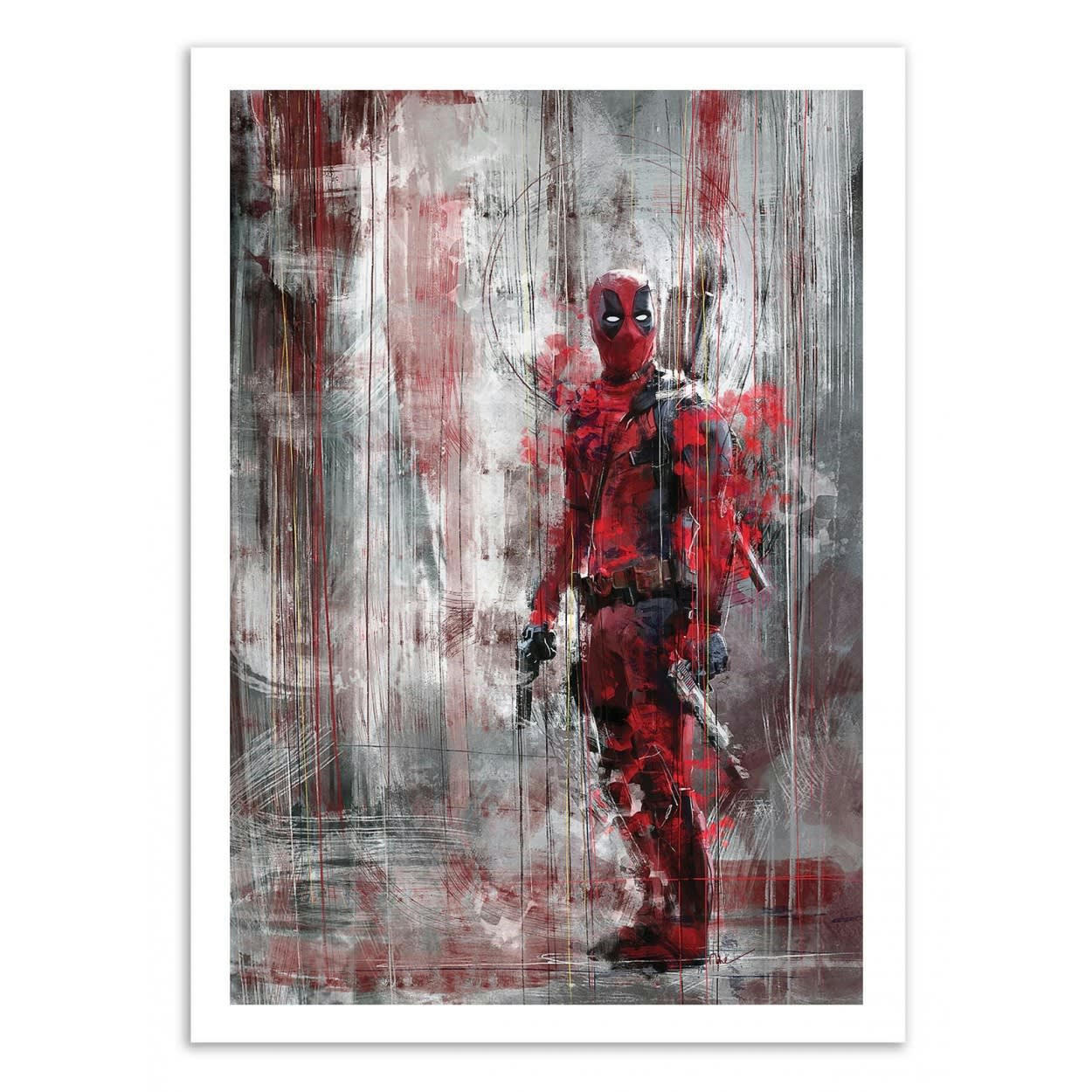WISESNAIL - DEADPOOL - Affiche d'art avec Cadre bois noir - 30 x 40 cm