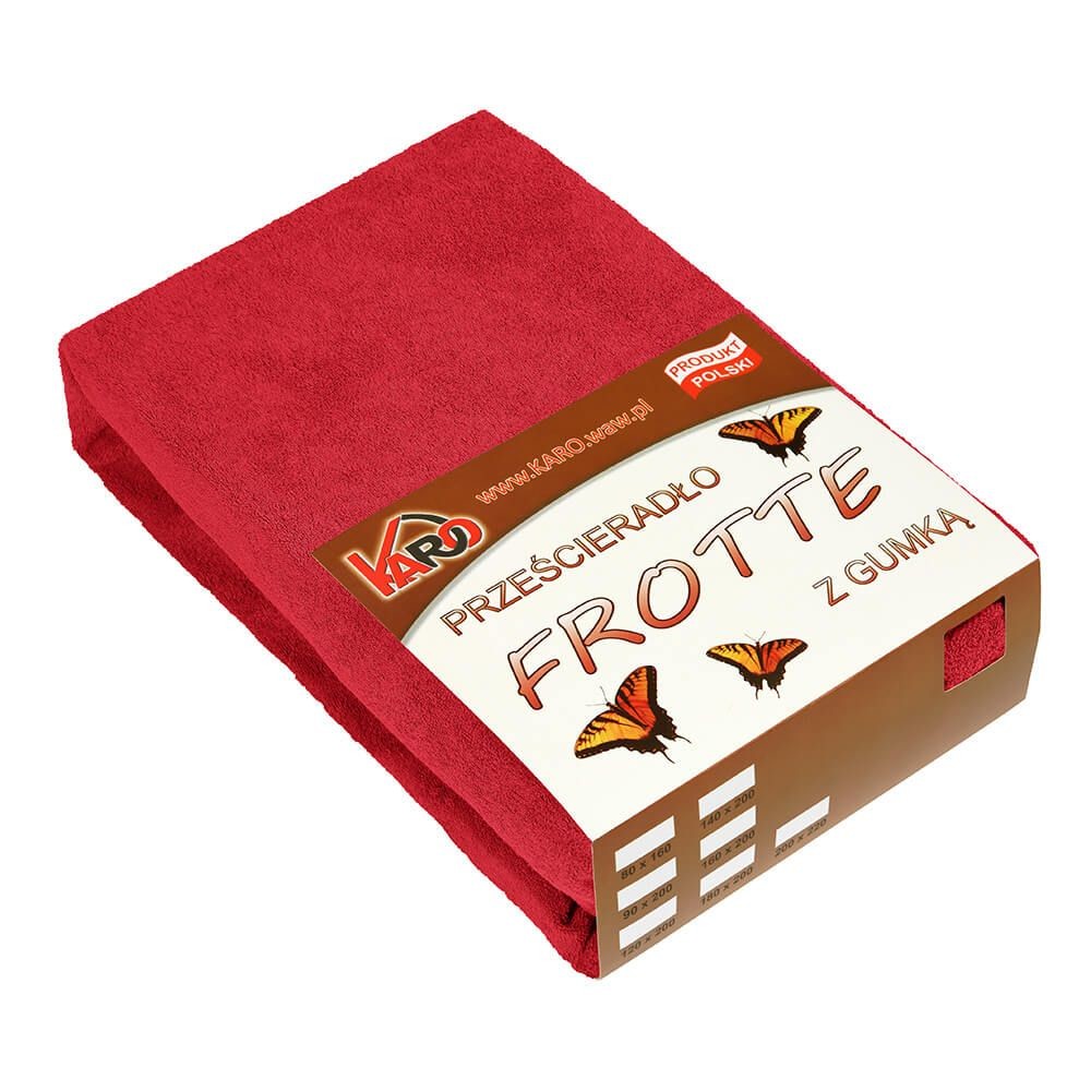 Prześcieradło frotte z gumką 200x220 czerwone 024 KARO