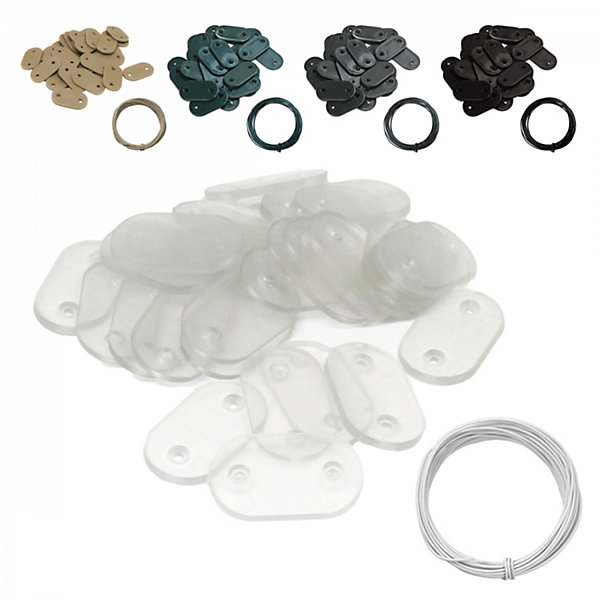 Lot de 10 kits de fixation pour brise vue, canisse anti-UV - Transparent - Linxor
