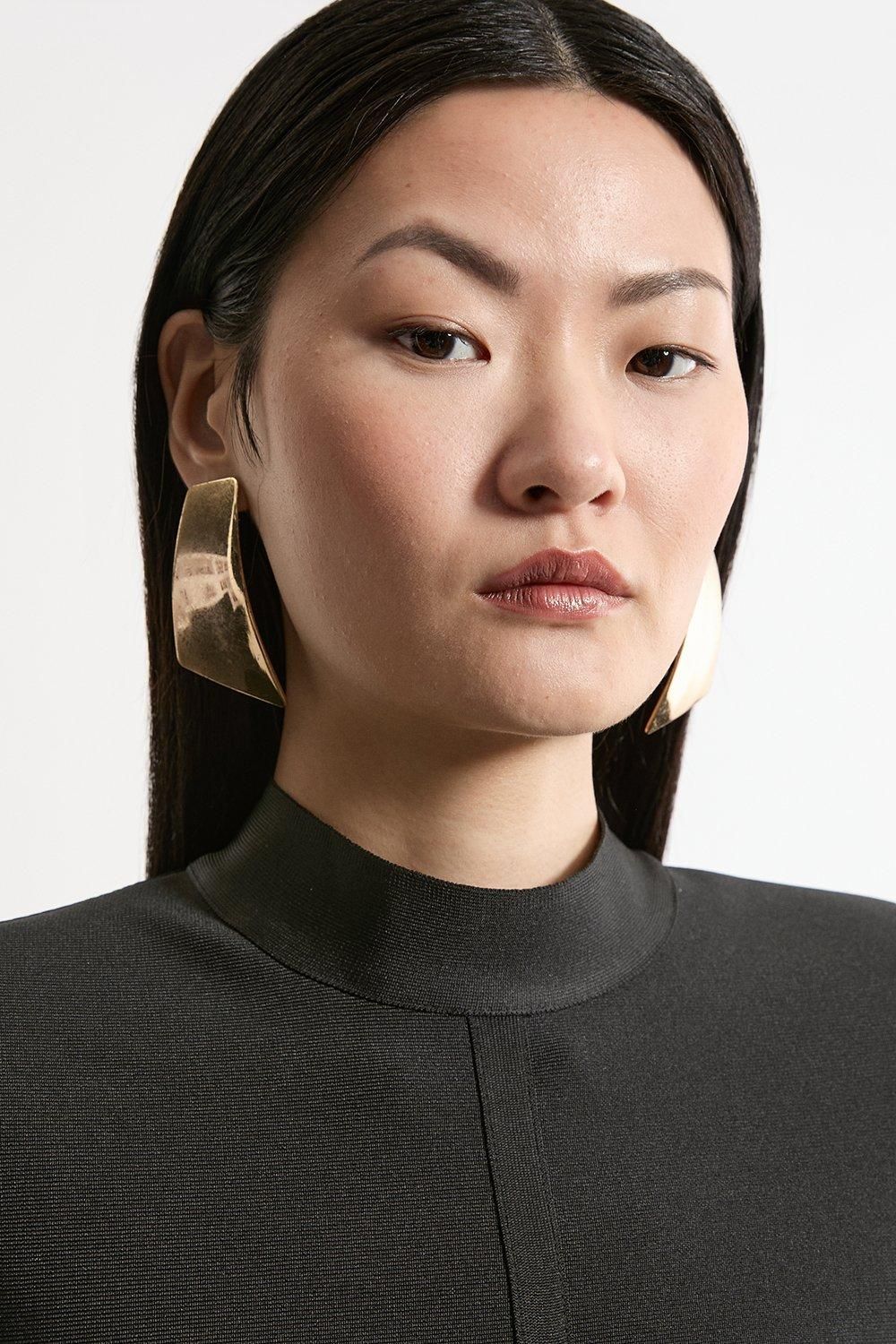 KarenMillen Figure Form Bandage Asymmetric Knit Midi Dress
