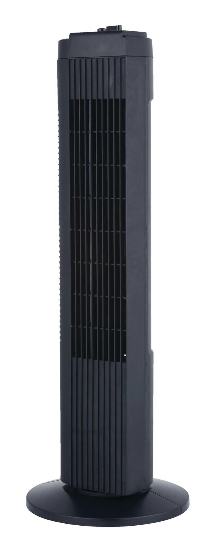 For Living Compact Oscillating Tower Fan, 3-Speed, Black, 28-in