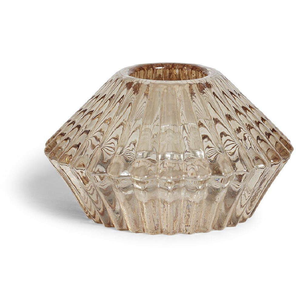 Bougeoir forme coquillage en verre rose
