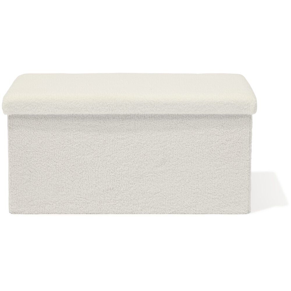 Banc coffre Clara décor laine bouclée Blanc - L77xP38xH38 cm