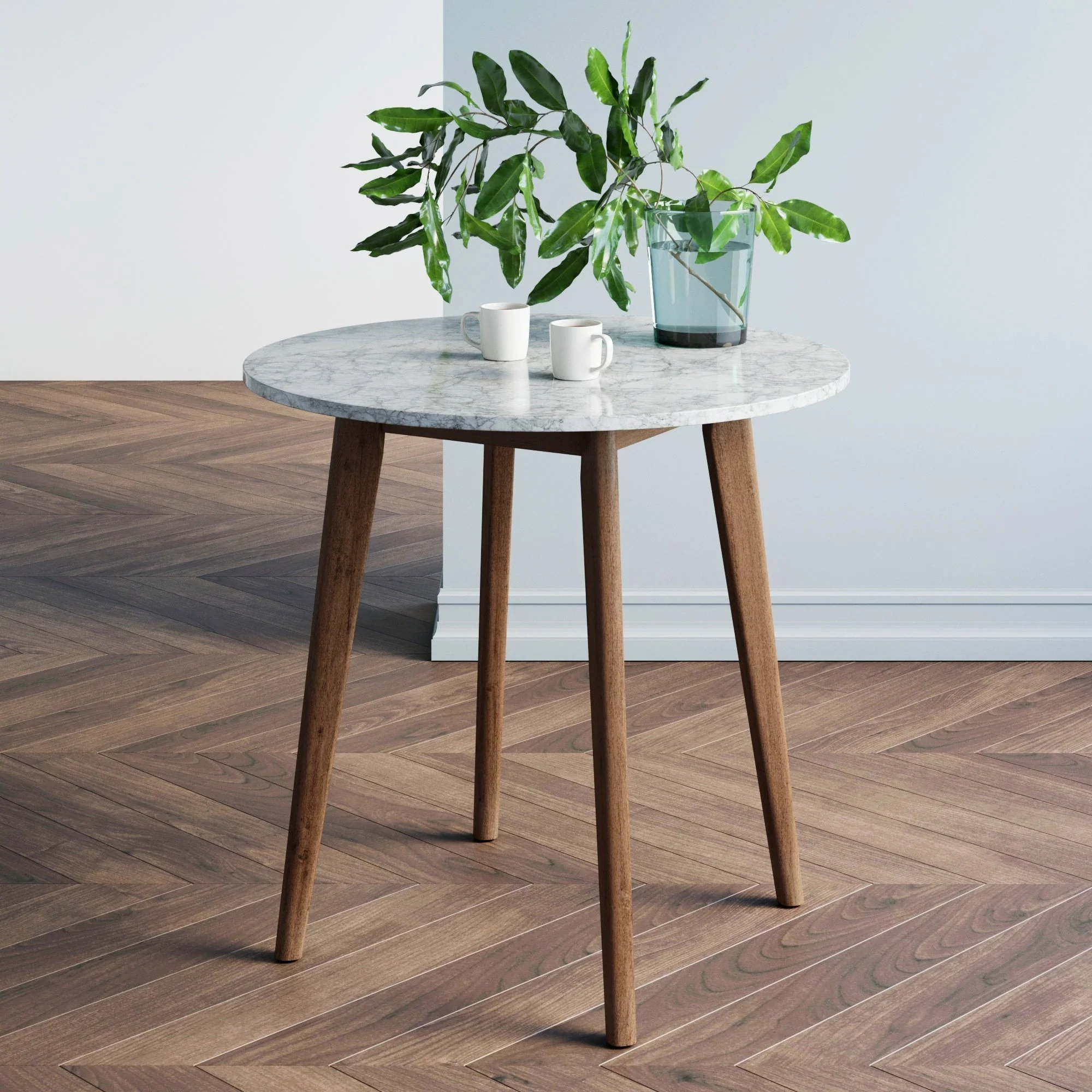 Nathan James Amalia Coffee Marble-Laminate Round Bistro Dining Table