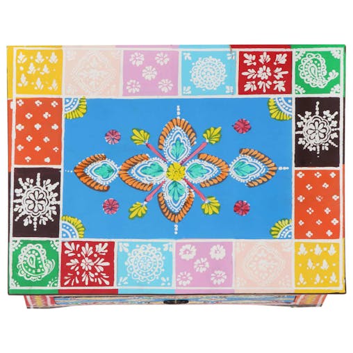 NNEVL Hand Painted Bedside Cabinet 40x30x50 cm Solid Mango Wood