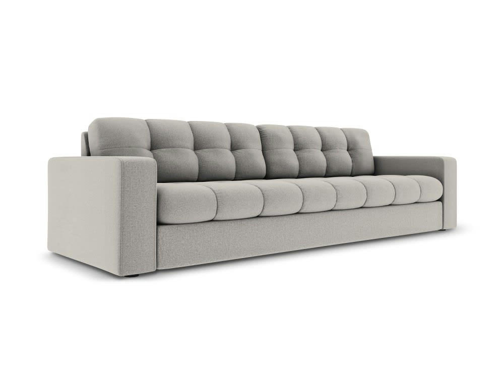 JUSTIN - Canapé 4 places en tissu structuré gris clair