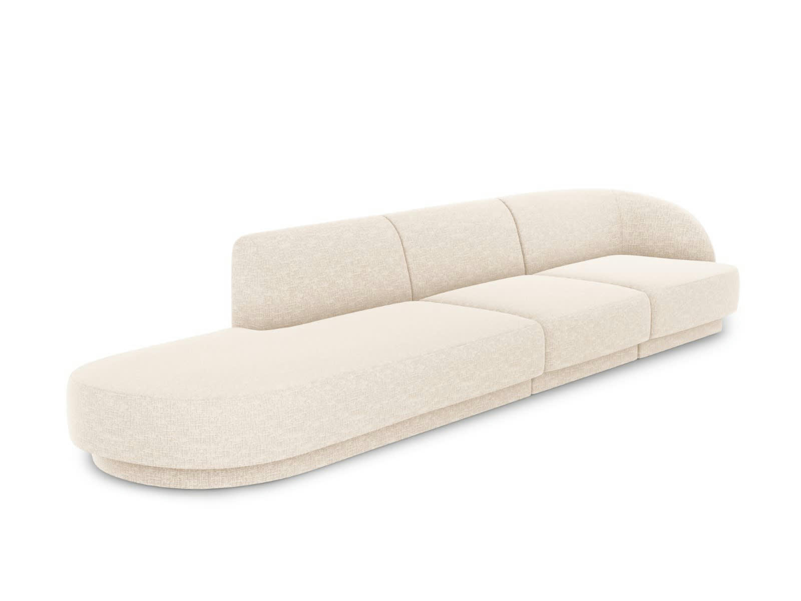 MILEY - Canapé gauche 4 places en tissu chenille beige clair