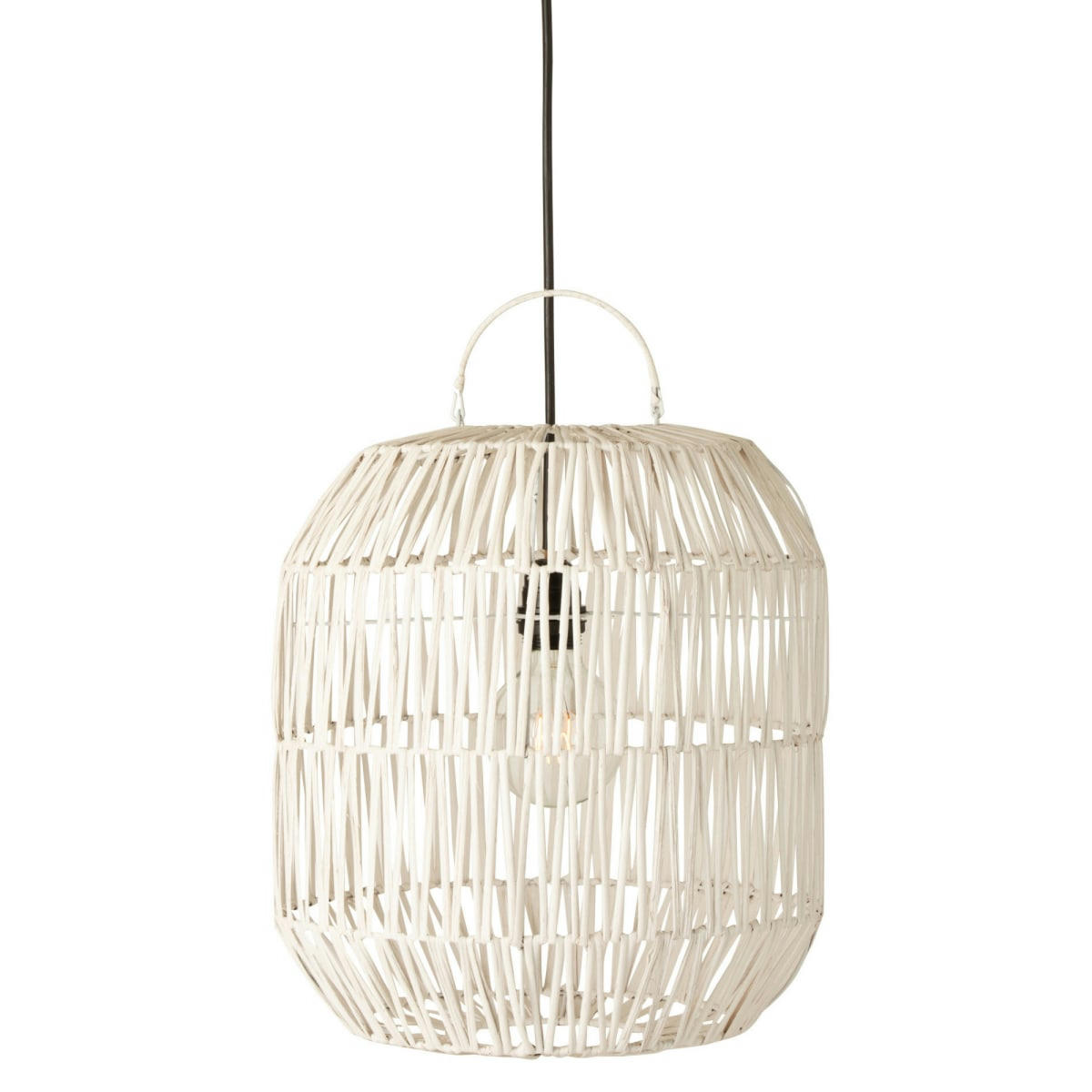 CYRIL - Abat jour cylindrique en rotin blanc