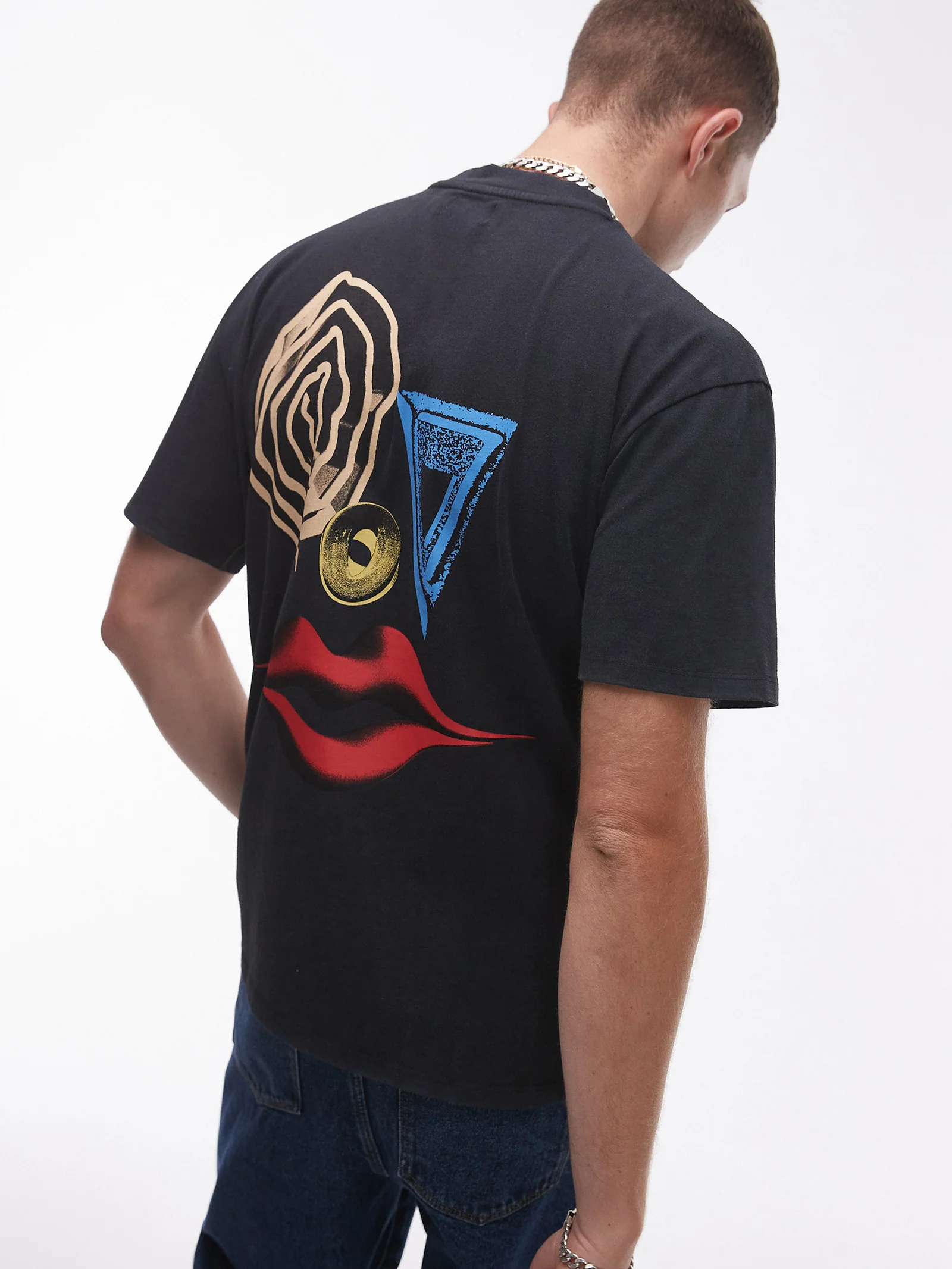 Abstract Face Print Oversized T-Shirt