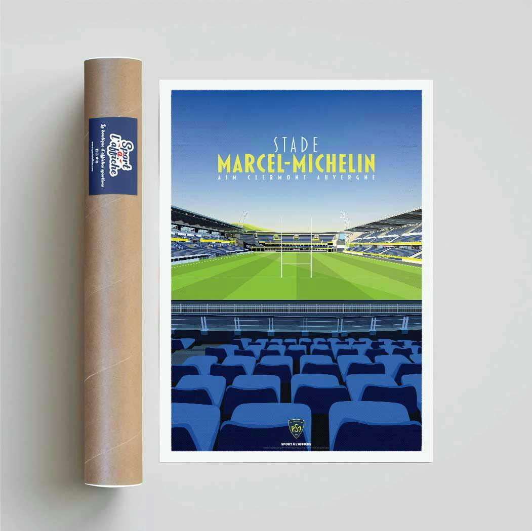 RUGBY - Affiche Rugby - ASM Clermont Auvergne - Stade Marcel-Michelin 30x40 cm