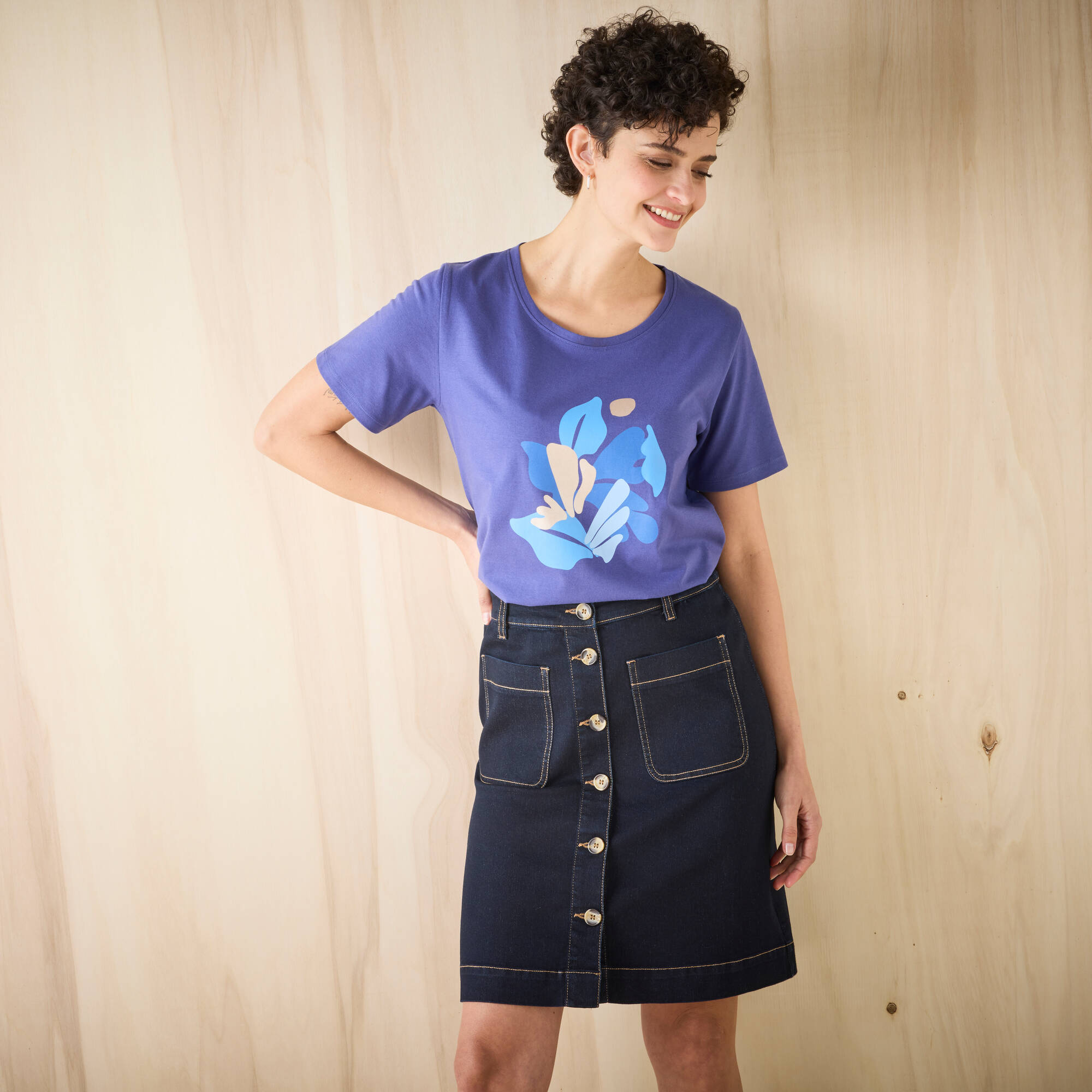 T-shirt manches courtes print placé
