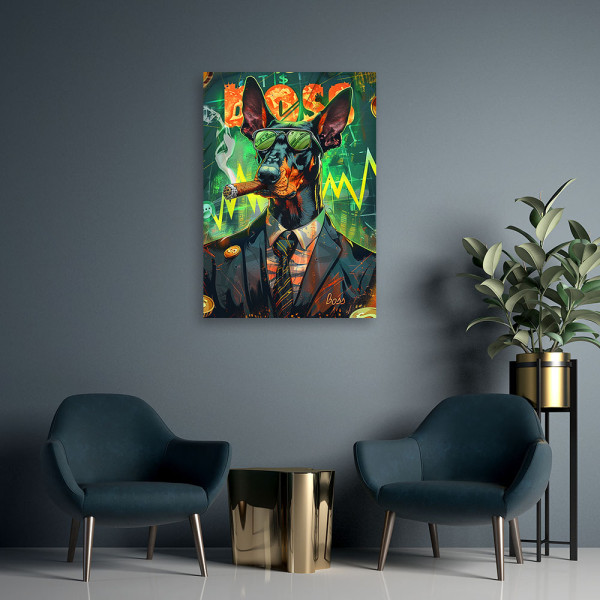 Feeby Obraz na płótnie, Kolorowy pies boss AI 40x60