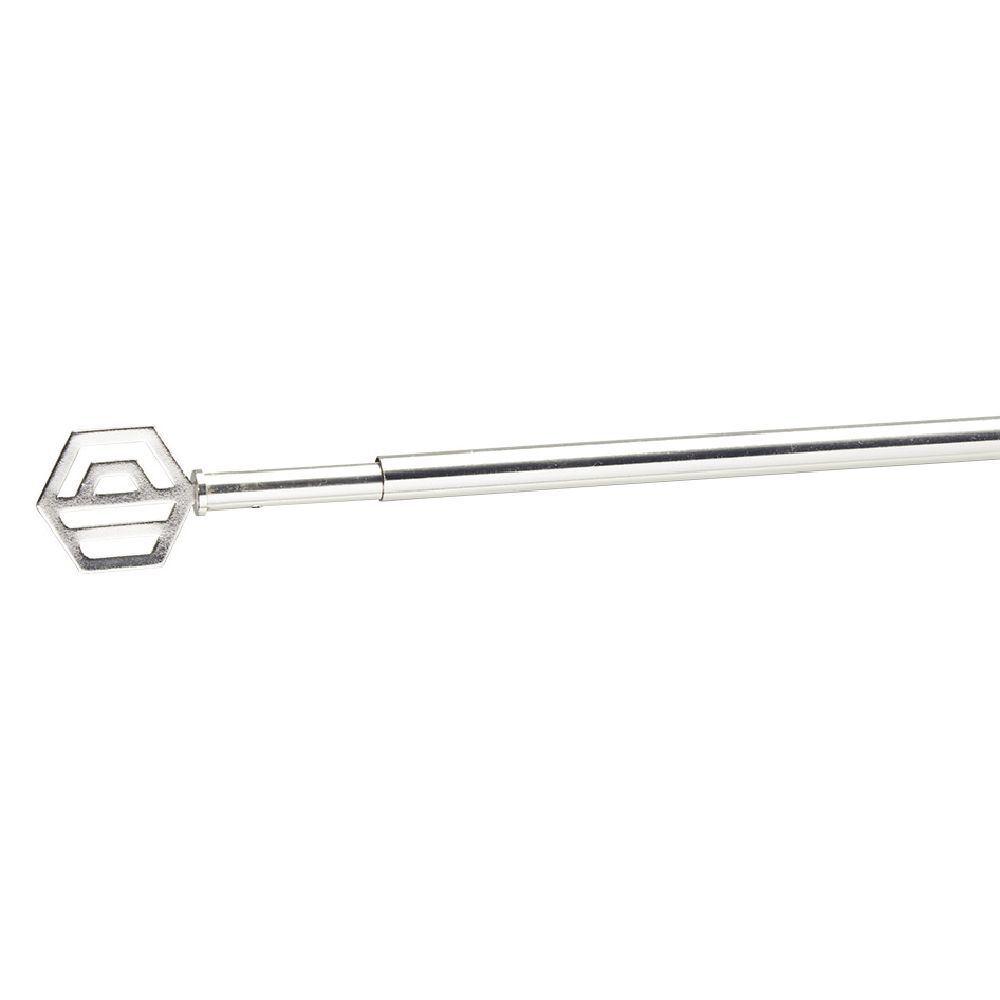 Tringle extensible vitrage décor hexagone gris chromé brossé L60/80cm