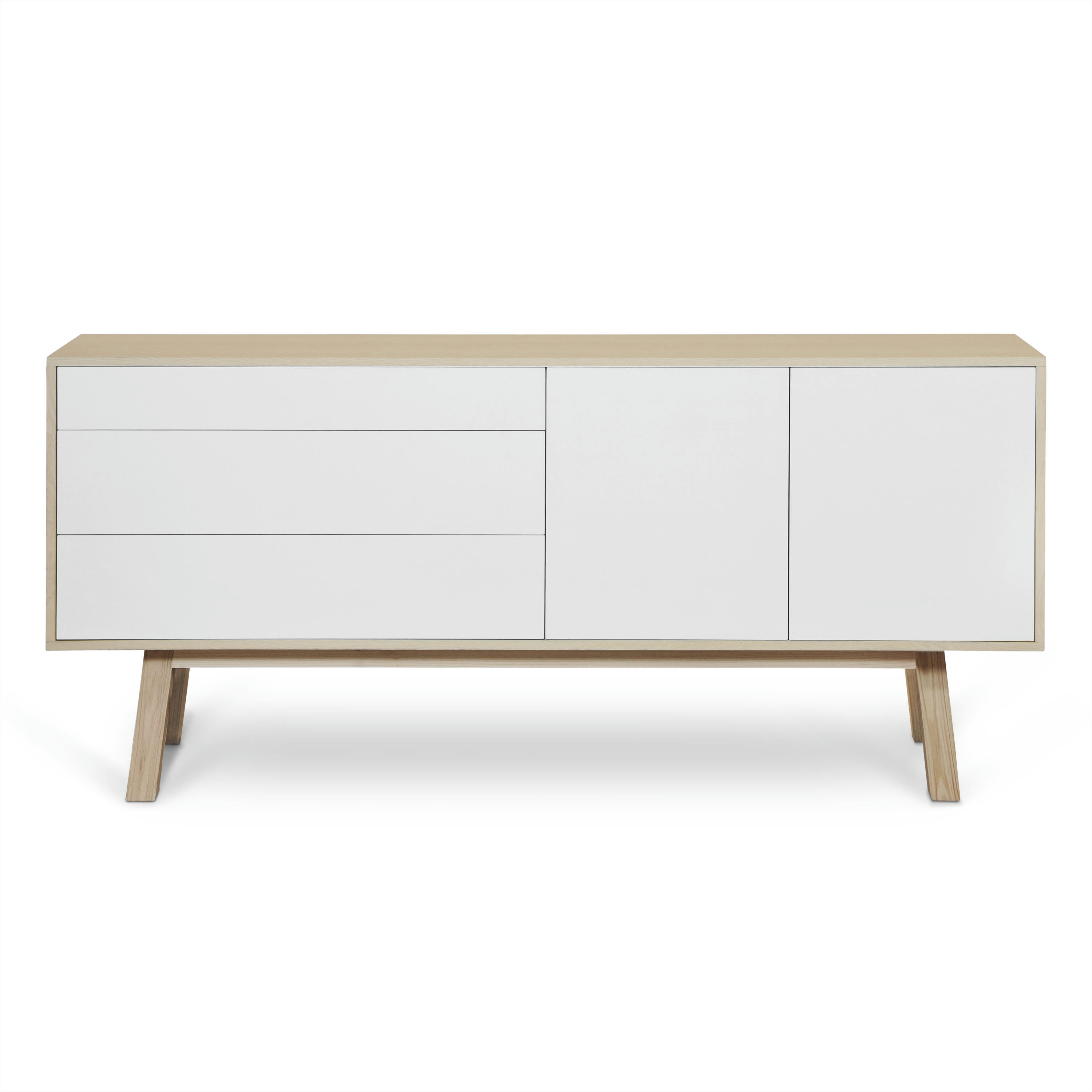 KUBE - Buffet en frêne 2 portes+3 tiroirs 180 cm, hauteur 94 cm