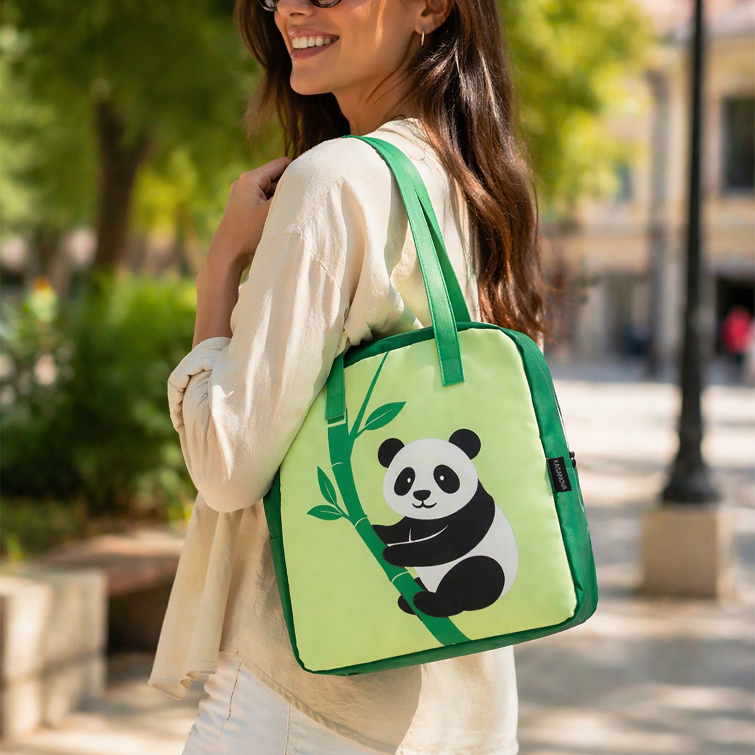 Borsa termica impermeabile panda 8,5 L verde con manici