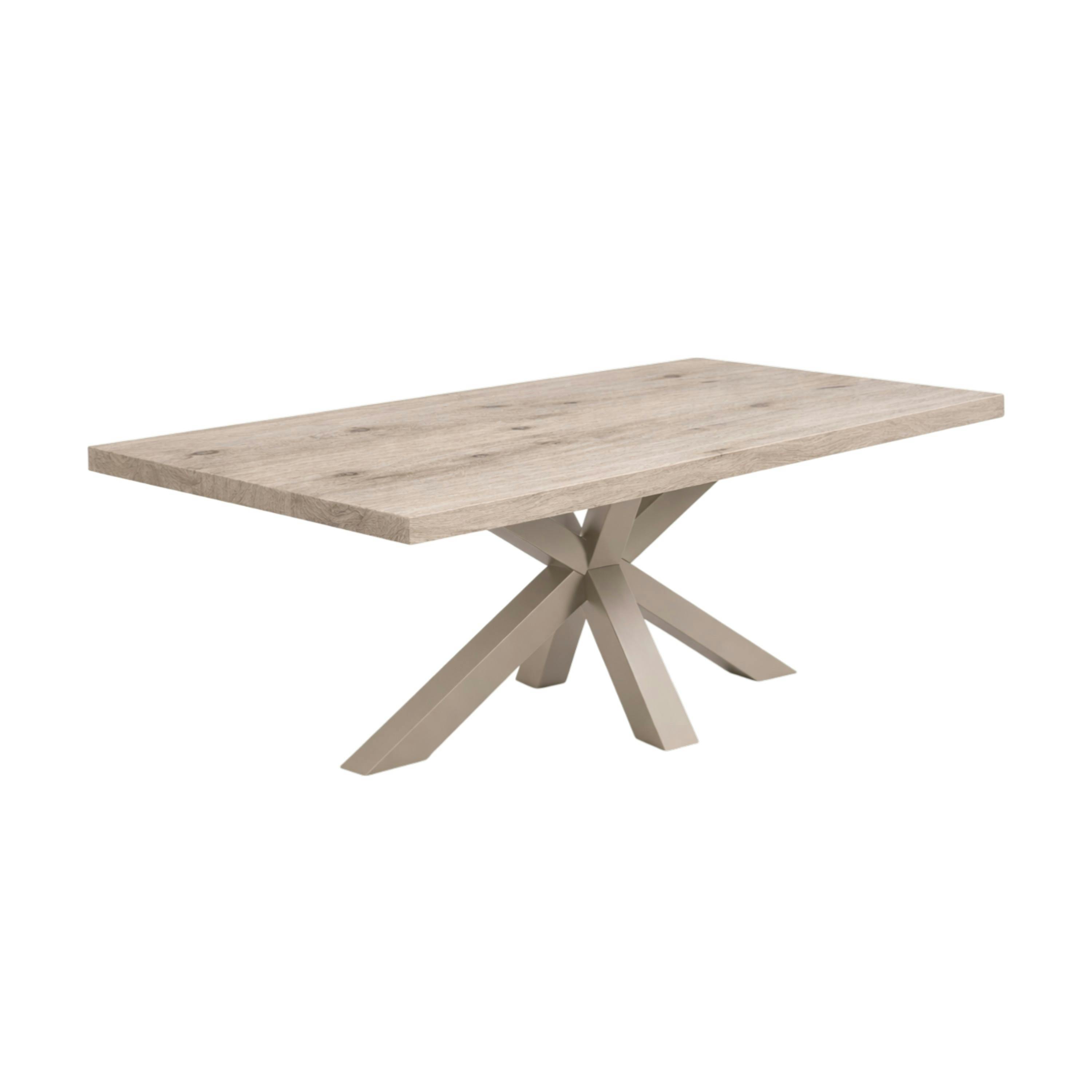 Table extensible bois grisé bords droits pied grège 240 cm PALERME