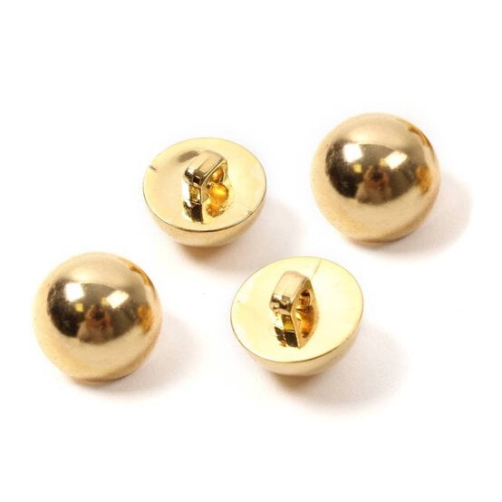 Hemline Gold Metal Dome Button 4 Pack