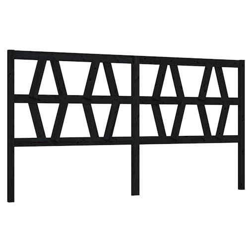 NNEVL Bed Headboard Black 186x4x100 cm Solid Wood Pine