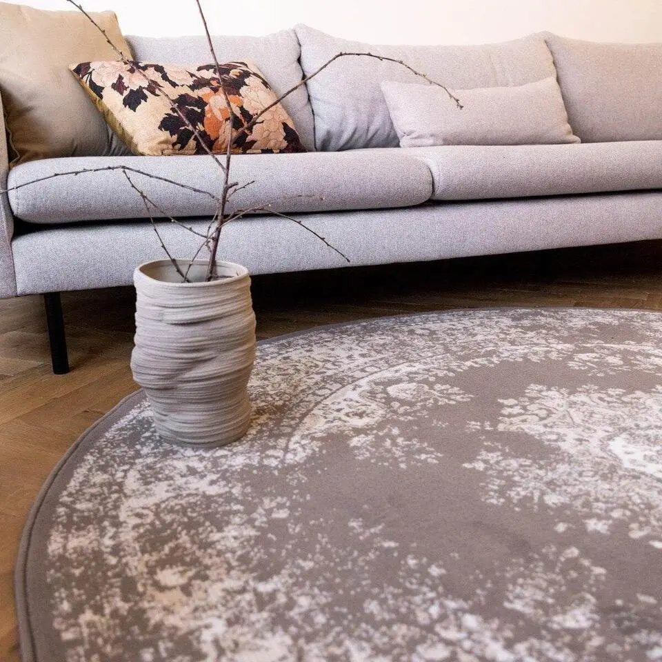 Interieur05 rond vloerkleed Keshan taupe/bruin - 190 x 190 cm