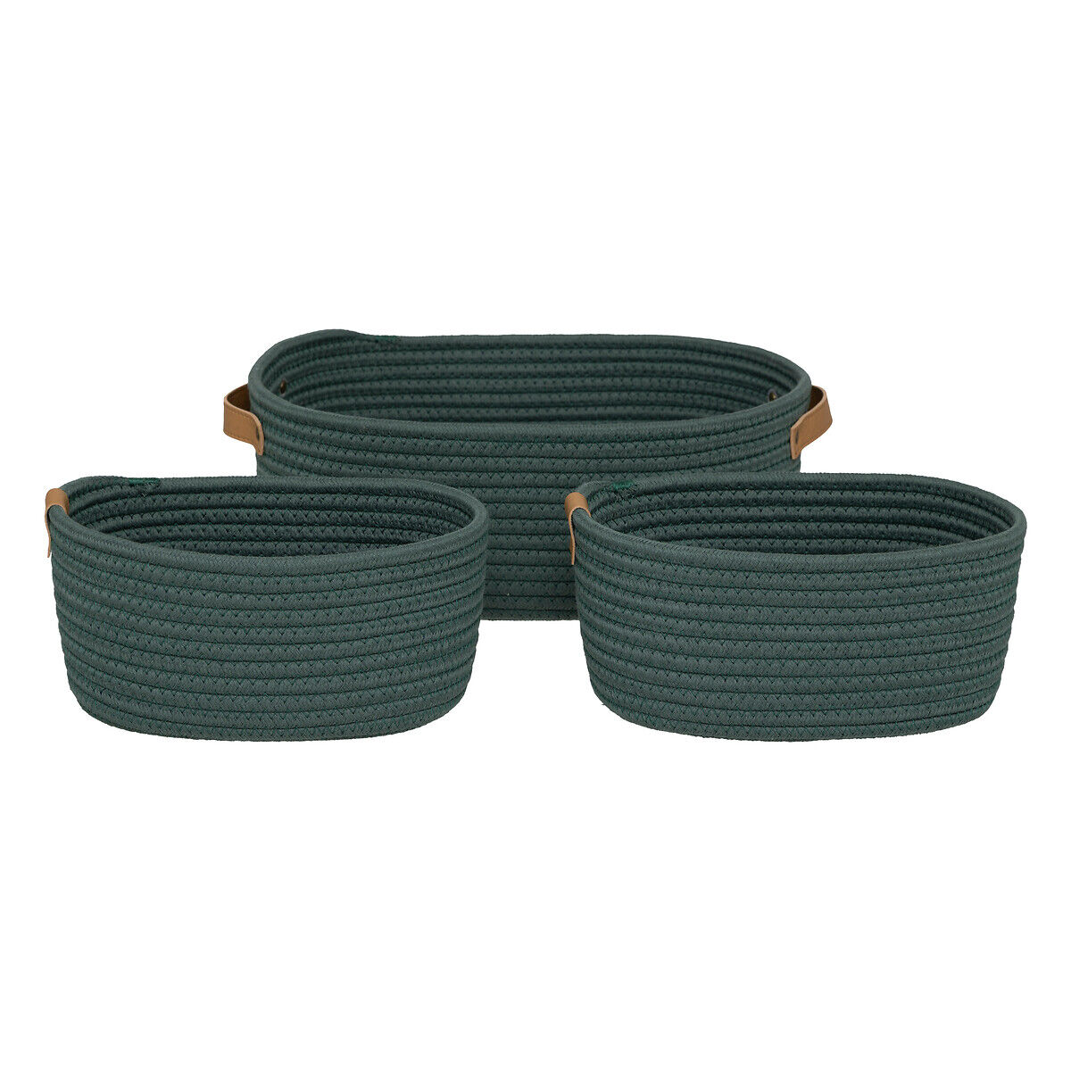 Conjunto de 3 cestos de arrumação verde DUO