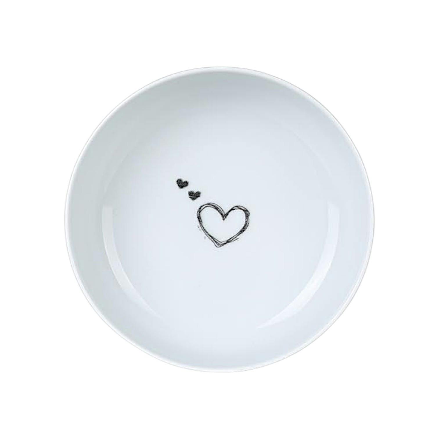 Assiette creuse poke bowl motif cœur noir (lot de 2) ELDA