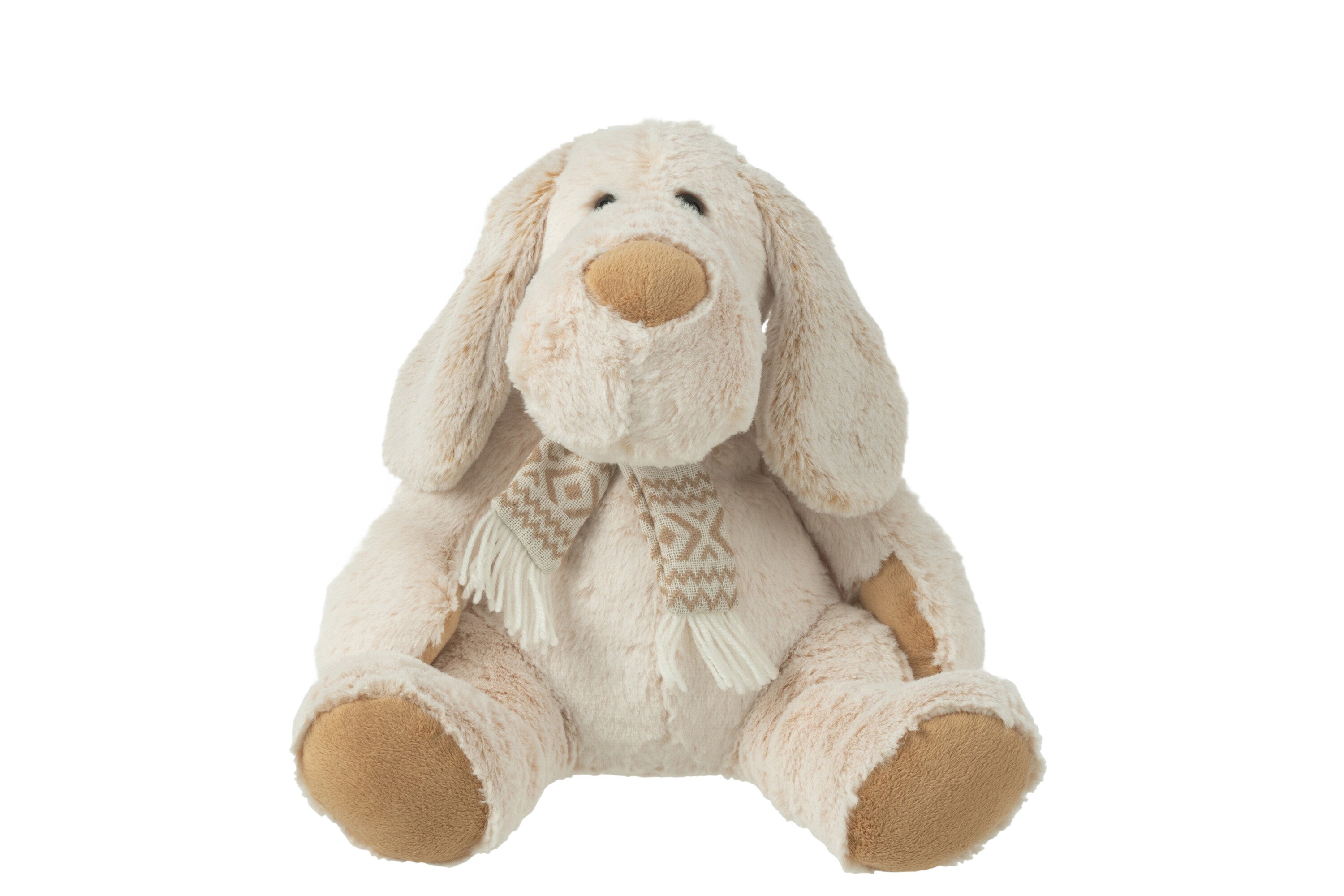 J-Line knuffel Hond   Sjaal Zittend - polyester - beige/bruin - large