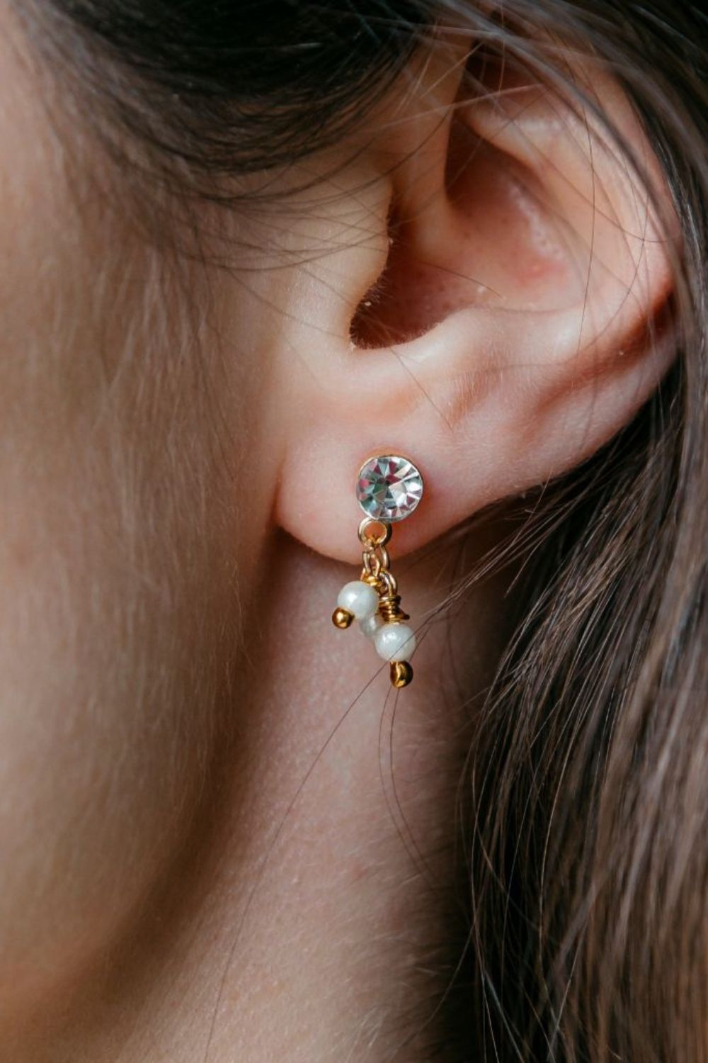 The Colourful Aura Tiny Pearl Poth Zircon Drop Stud Earrings