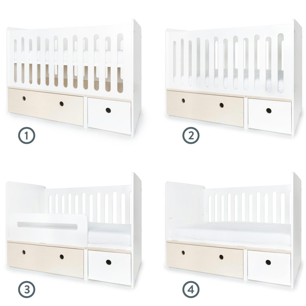 COLORFLEX - Lit bébé évolutif 70x140cm blanchi-blanc