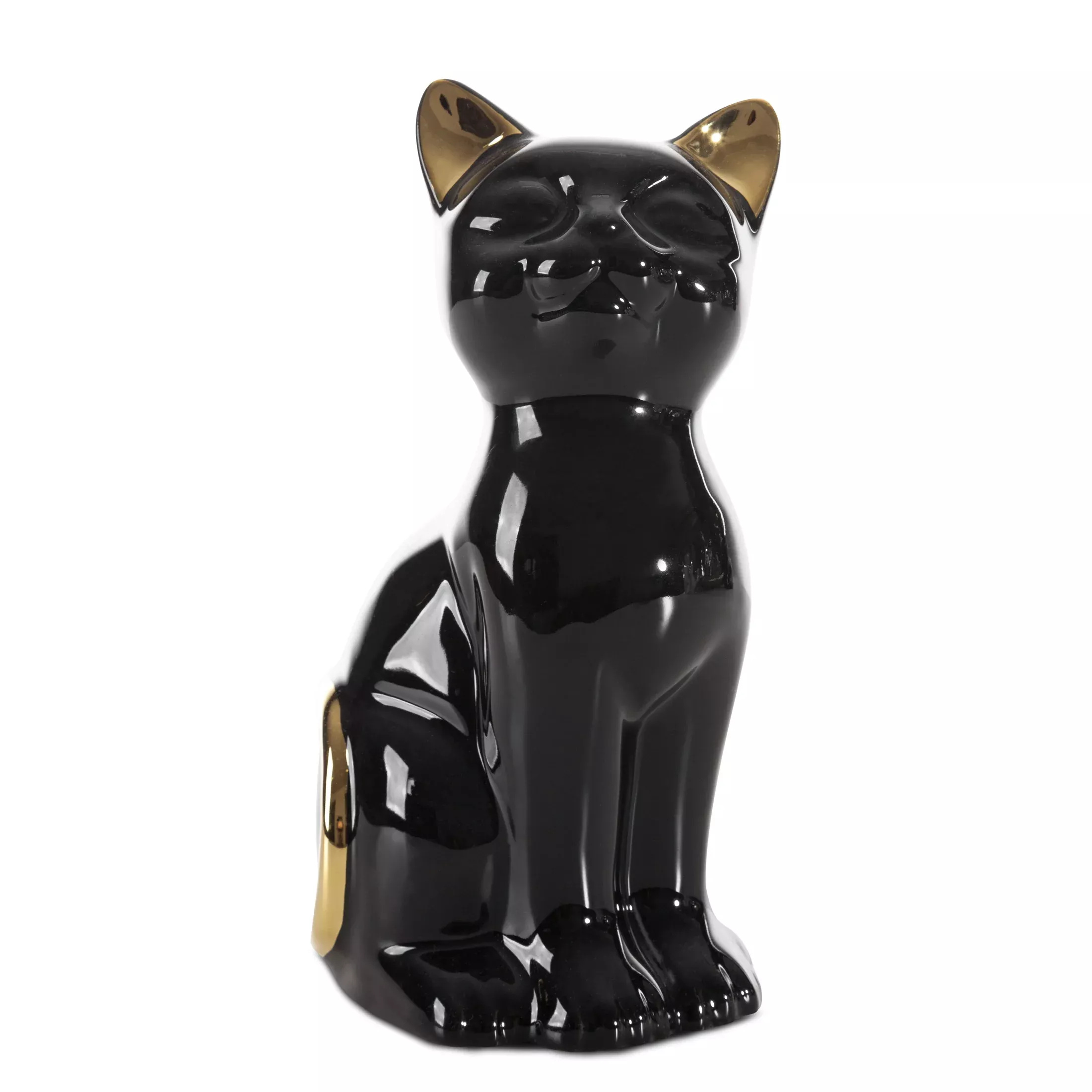 Figurka ceramiczna czarno-złota kot11x9x20 cm