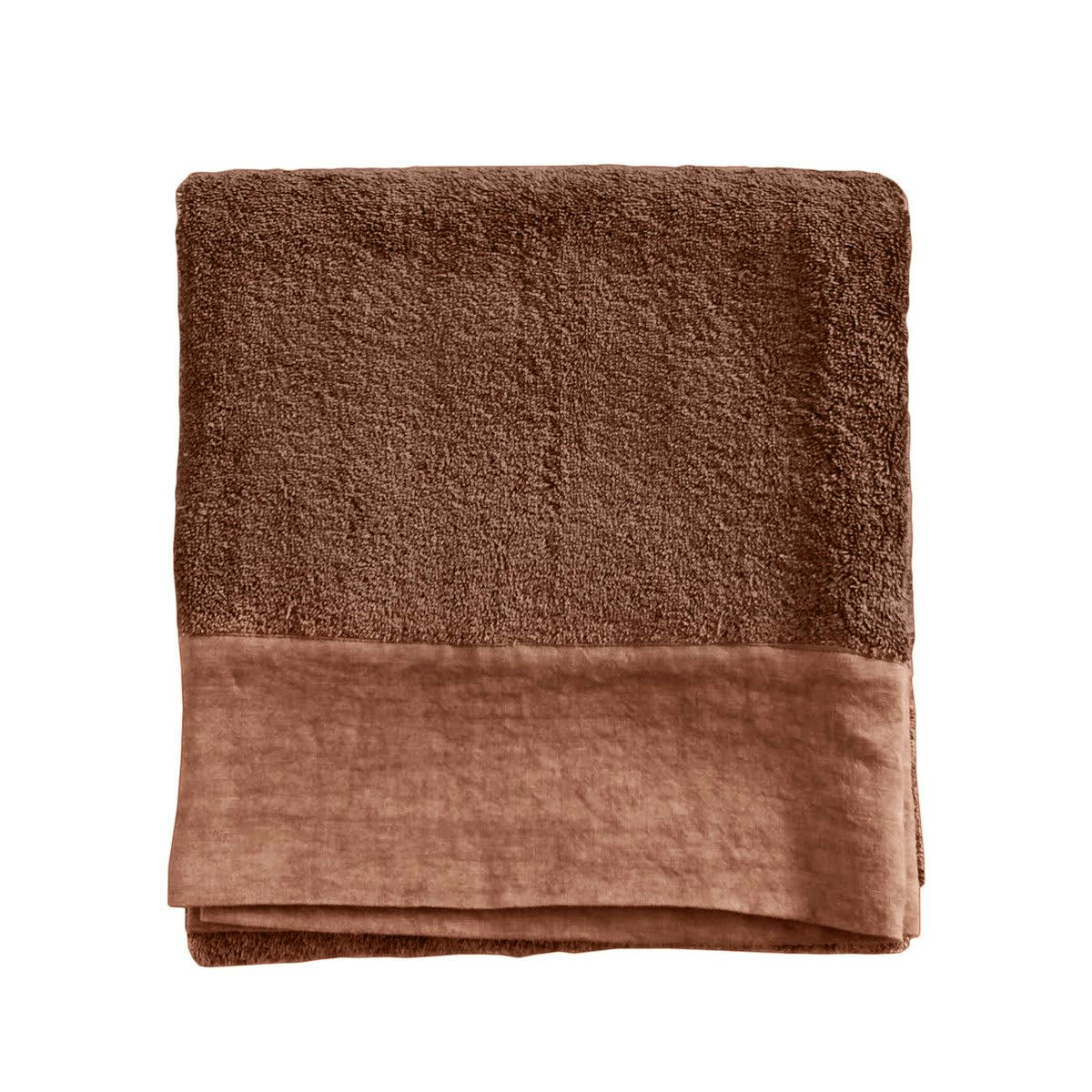 SERVIETTE DE TOILETTE - Serviette de toilette finition lin lavé terre cuite 50x100
