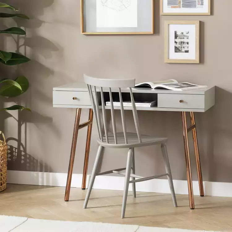 Habitat Valence 2 Drawer Office Desk - Grey & Rose Gold