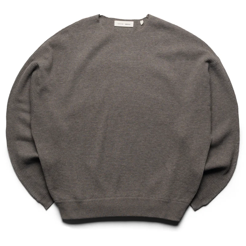 Fear Of God Essentials Waffle Crewneck 90's Sweater - Homestead Heather