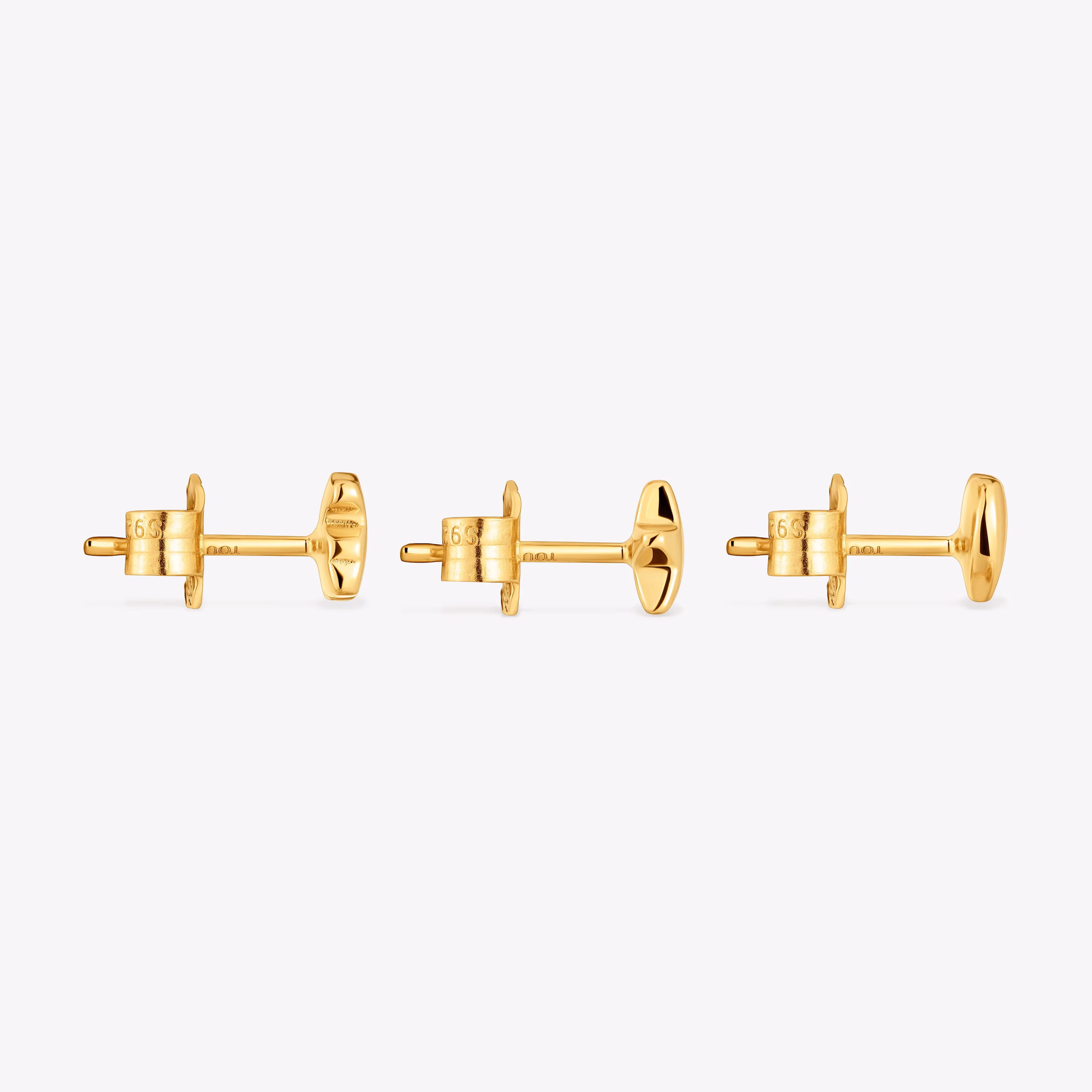 Pack de tres pendientes con baño de oro 18 kt sobre plata motivos Bold Motif