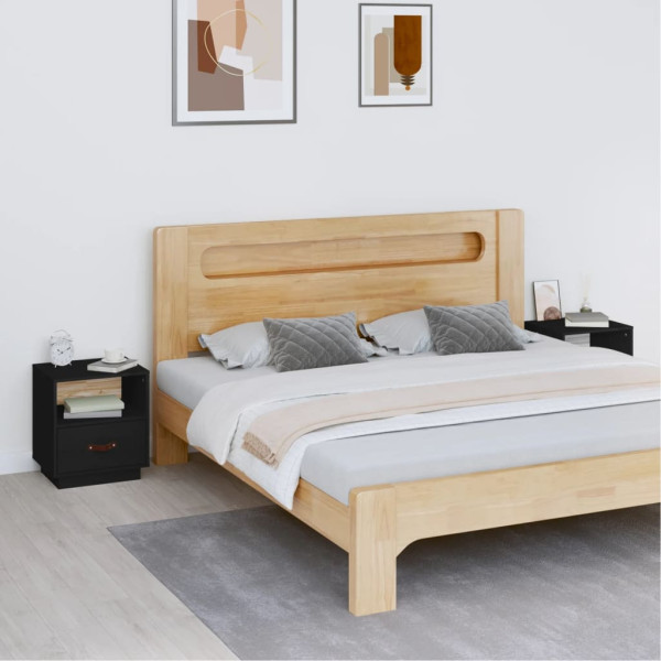 2x Szafka Nocna Stolik Komoda Czarna z Szufladą Do Sypialni 40x34x45 cm