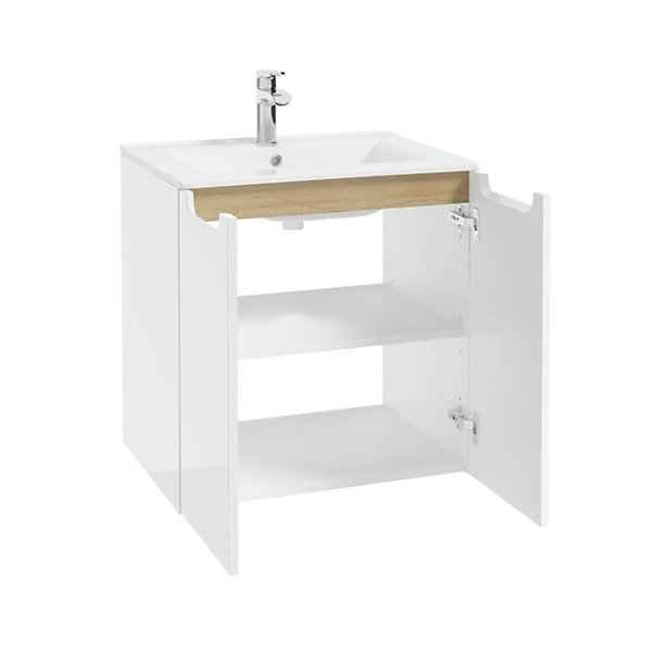 Naturel Meuble de salle de bain avec lavabo Naturel Stilla 60x60x45 cm blanc (STILLAD06033U1)