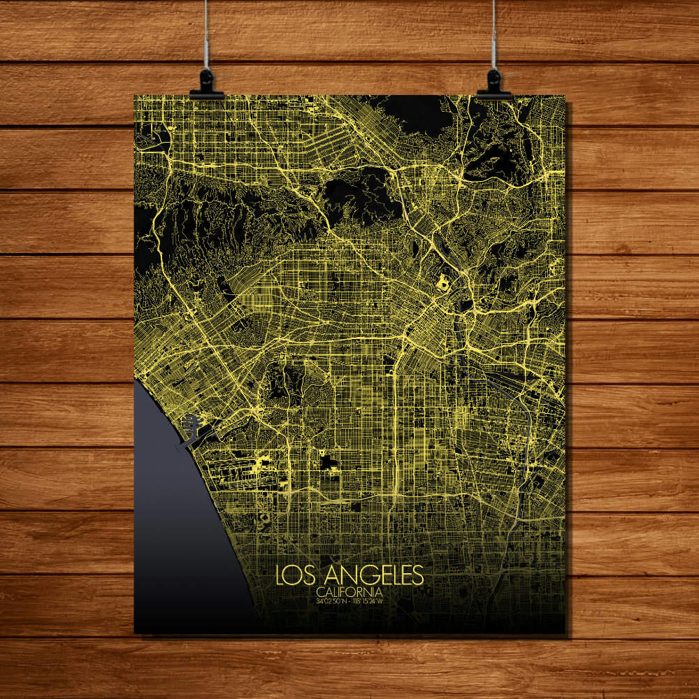 - Affiche Los angeles Carte Nuit 40x50