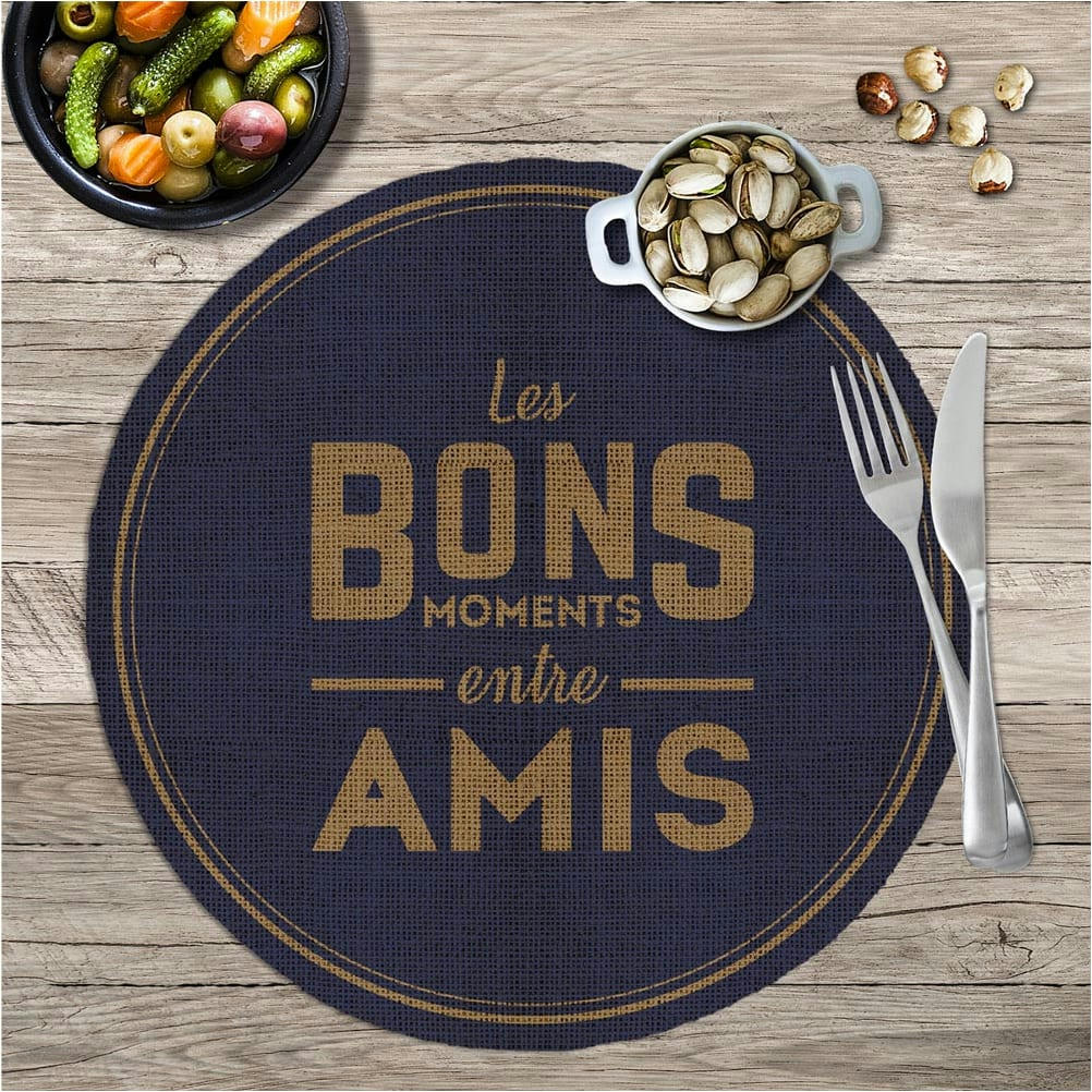 - Set de table rond les bons moments entre amis D38cm
