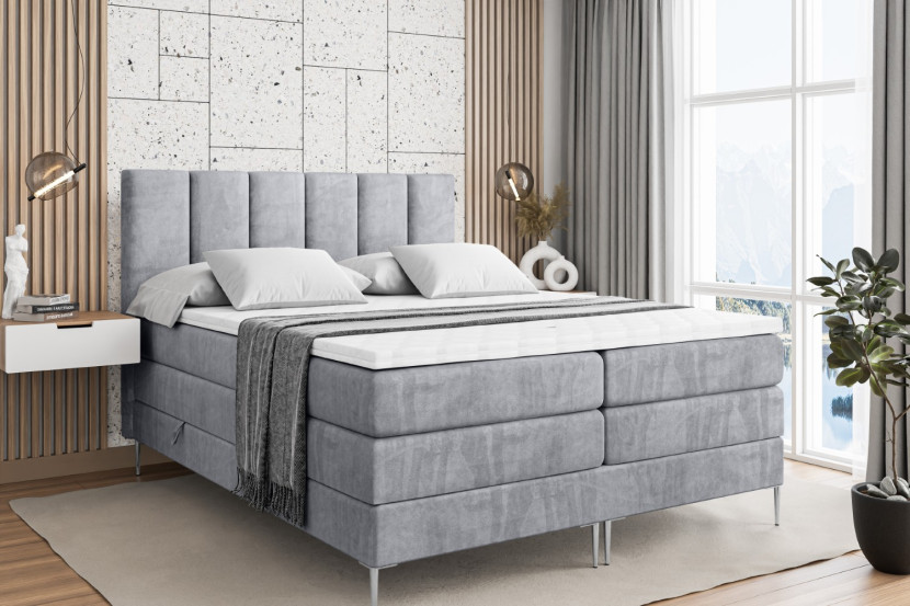 Łóżko kontynentalne - pojemnik, materac, nóżki BOXI1-FS KING 120x200cm