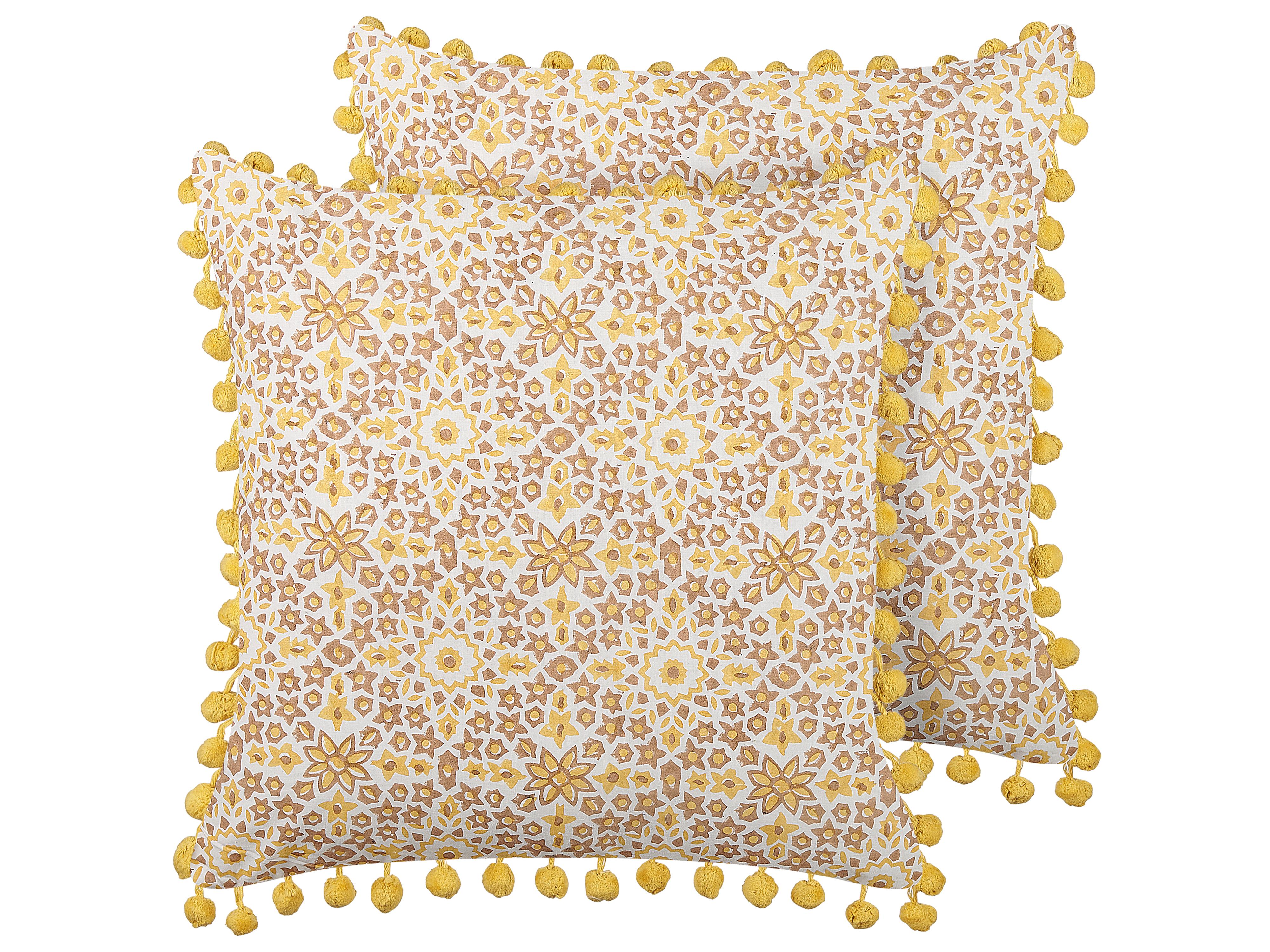 Throw Cushion LYCROIS Cotton 45 x 45 cm Yellow Floral Pattern