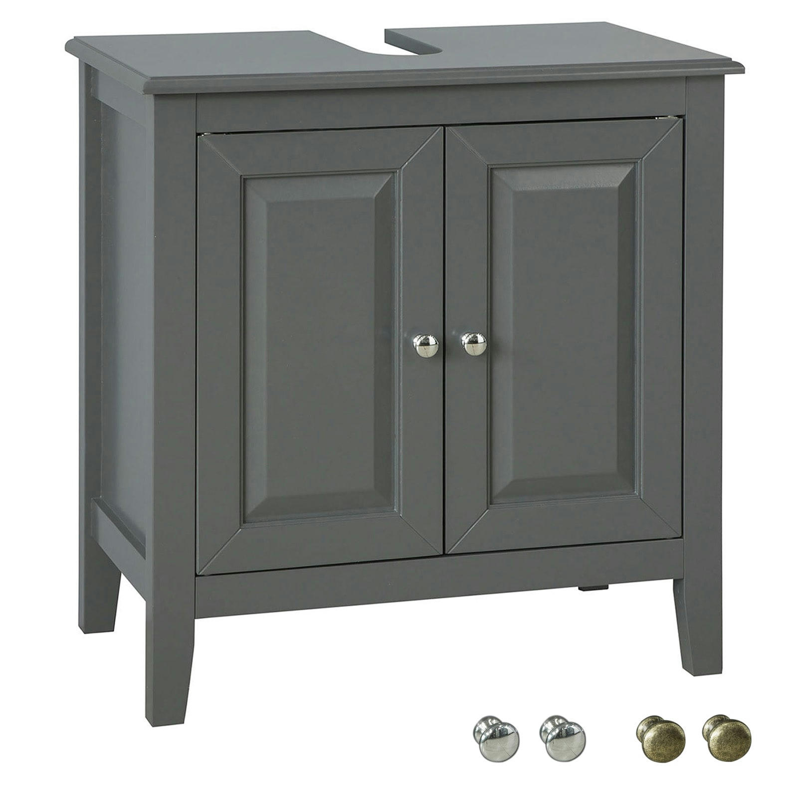 - Meuble sous vasque effet bois gris