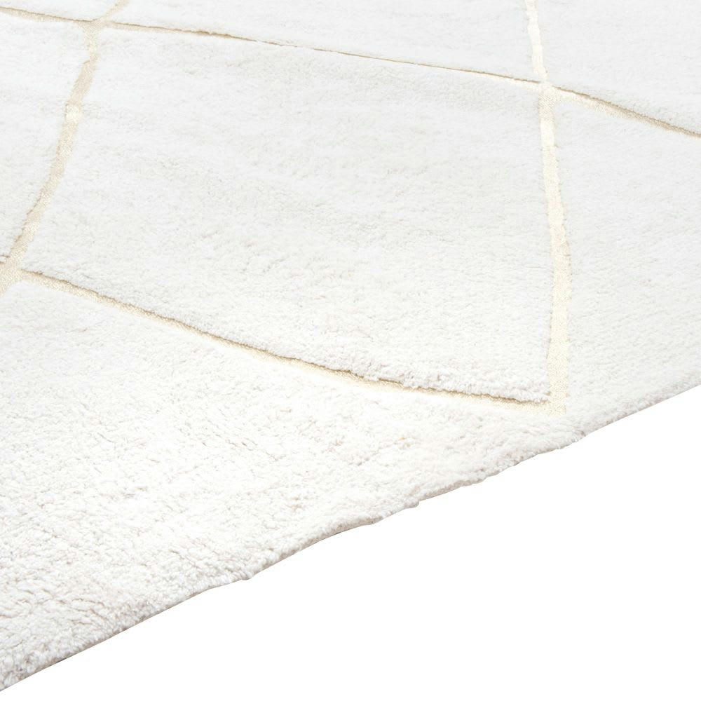 - Tapis style berbère en coton recyclé tufté écru et doré 160x230