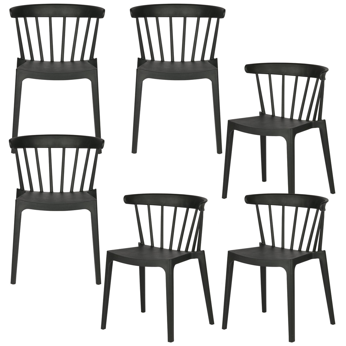 WOOOD tuinstoel Bliss - Kunststof - Zwart - Set van 6