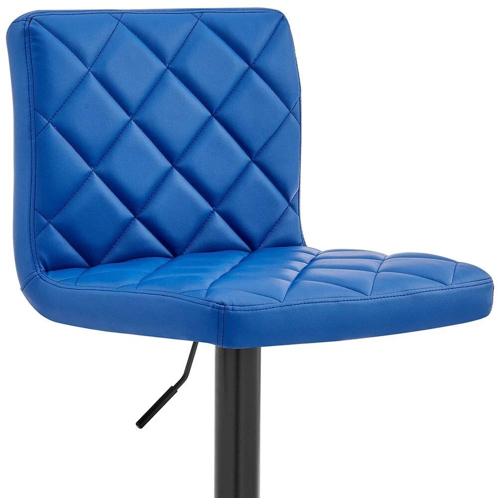 Blue Faux Leather Swivel Adjustable Bar Stool