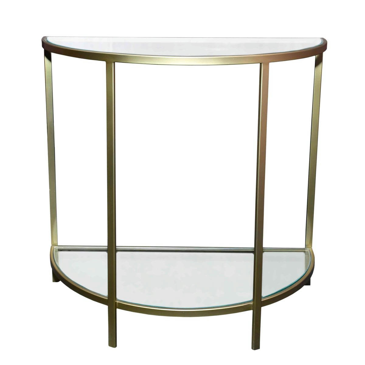 MIRA - Console demi-lune métal et verre