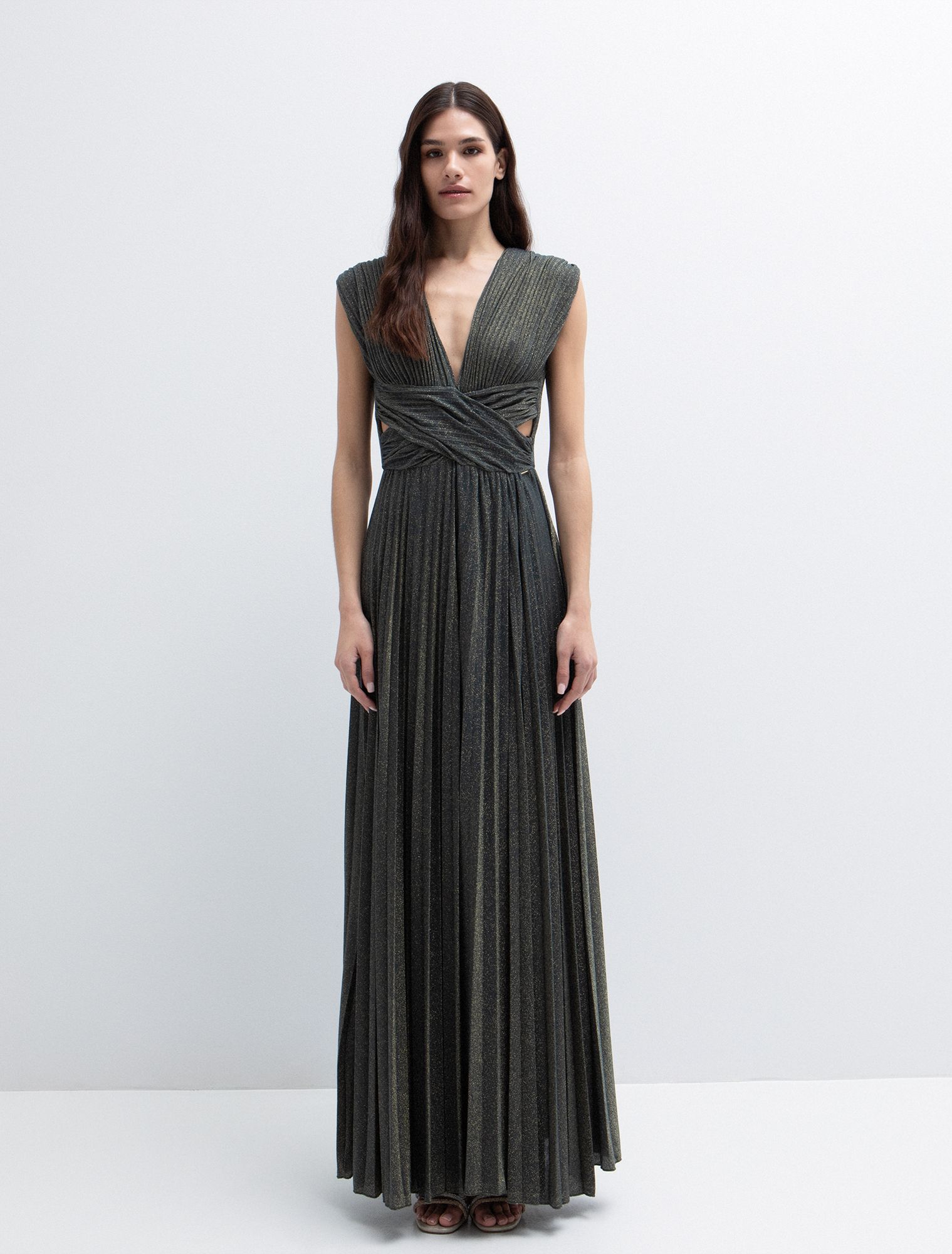 Lurex μάξι φόρεμα με cut out