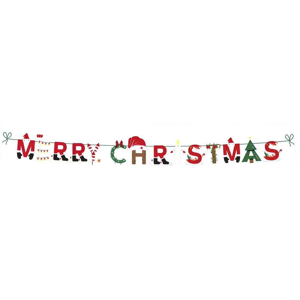 Décoration fenêtre No&euml;l électrostatique frise Merry Christmas 120x20cm