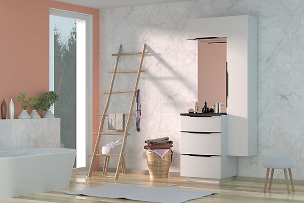 Meuble de salle de bains haut blanc mat l.60 x H.30 x P.30 cm, Pamili